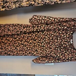 LOFT Black and Gold Floral Dress NWT